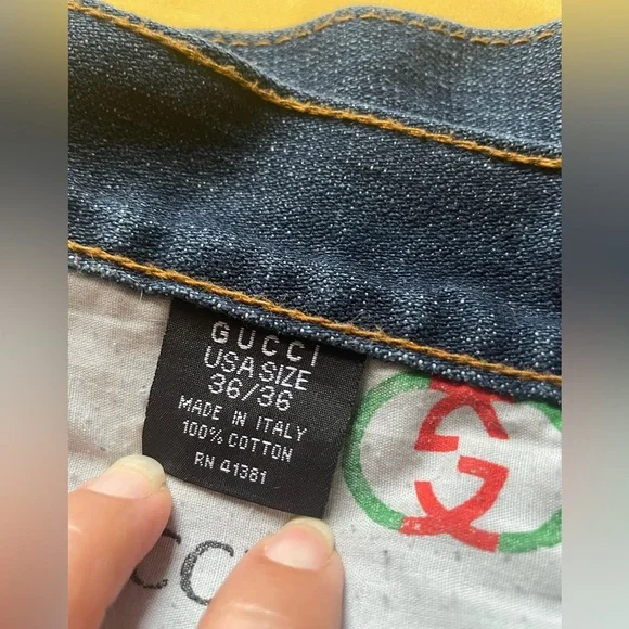 Gucci Men's Vintage denim jeans size 36/36 (54 embroidered pocket made in Italy - Picture 6 of 15